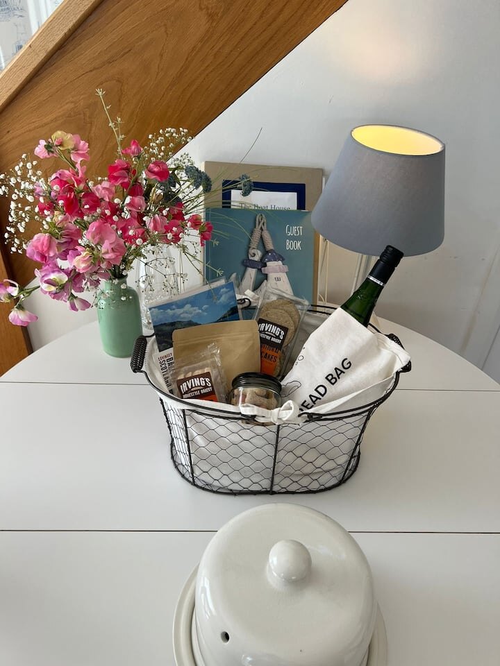 Welcome basket prepared for Boat House guests